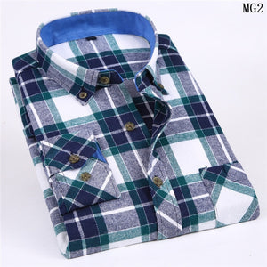 Men Flannel Plaid Shirt 100% Cotton 2020 Spring Autumn Casual Long Sleeve Shirt Soft Comfort Slim Fit Styles Brand Man Plus Size