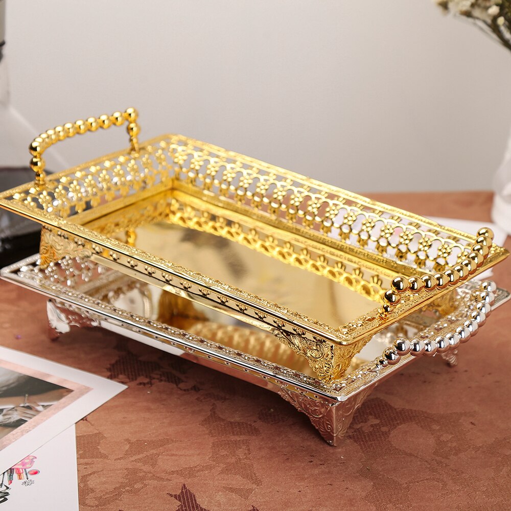 IMUWEN Storage Tray Fruit Plate Jewelry Display Metal Cake Stand Supplies Wedding Plates Party Tableware Home Table Decor