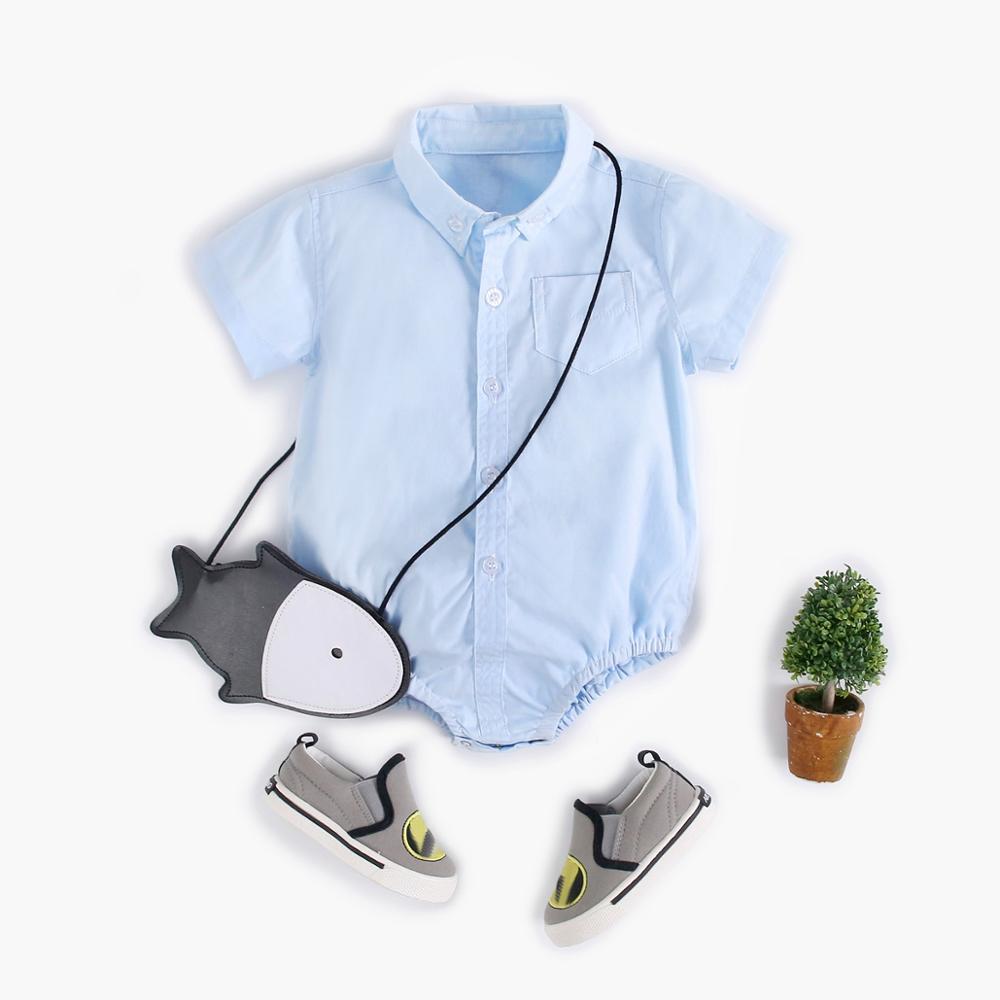 Sanlutoz Summer Baby Boys Bodysuits Cotton Baby Clothes Solid Color Fashion Short Sleeve Infants Clothing Casual