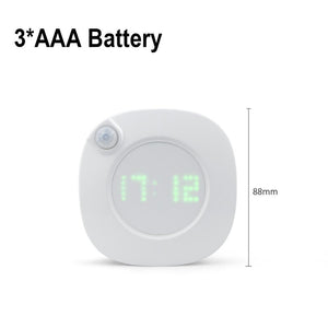 Horloge murale à capteur intelligent avec lumières LED | Horloge de nuit USB/AAA, 2 couleurs, pour la cuisine, les toilettes et la chambre à coucher