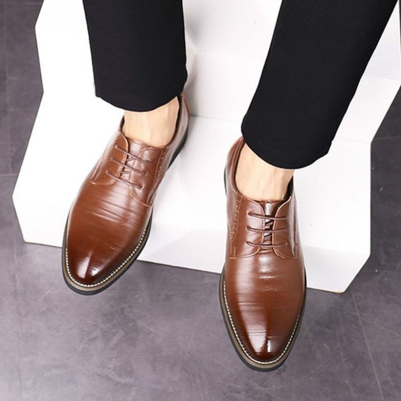 PHLIY XUAN 2020 Man Flat Classic Men Dress Shoes Genuine Leather Wingtip Carved Italian Formal Oxford Plus Size 38-48 For Winter