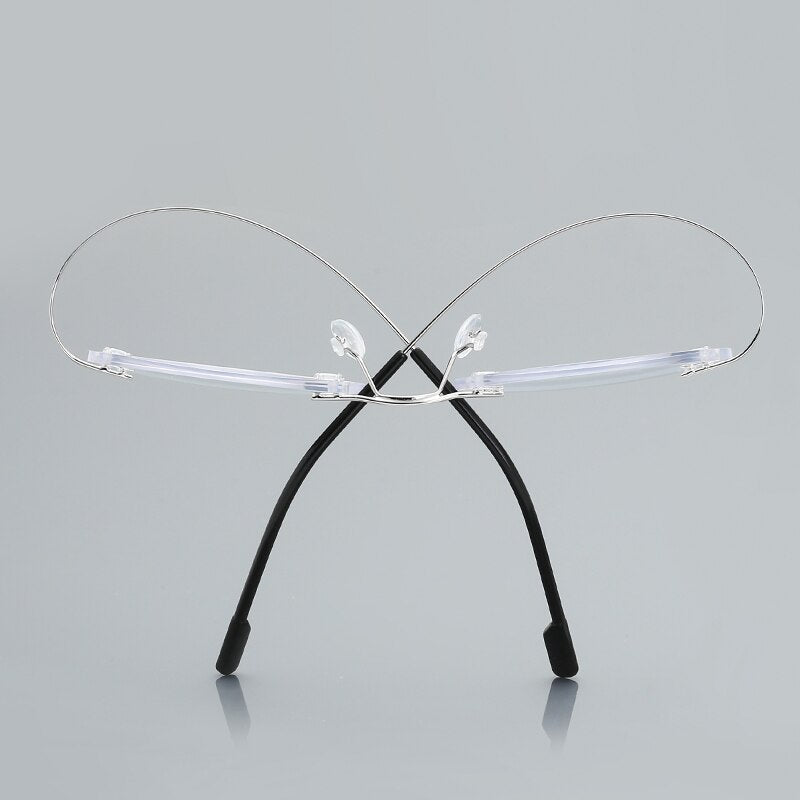 Anti-Blue Rimless Reading Glasses Men Women Round Frameless Magnifying Eyeglasses Prescription Myopia Presbyopia Glass+1.50+2.00