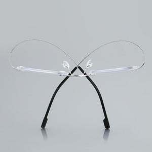Anti-Blue Rimless Reading Glasses Men Women Round Frameless Magnifying Eyeglasses Prescription Myopia Presbyopia Glass+1.50+2.00