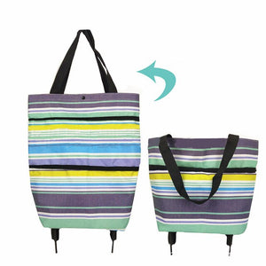 Portable Women Shopping Bag Folding Grocery Shopping Wheel Bag Small Pull Cart Buy Vegetables Food Storage Bag Organizer Tug Bag