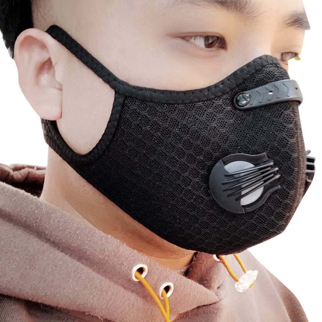 Anrancee Face Mask With Filter Breathing Valve Activated Carbon PM 2.5 Anti Pollution Bicycle Cycling Protection Bike Dust Mask