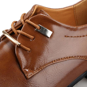 Merkmak Men Leather Shoes Man Business Dress Classic Style Flats Brown Black Lace Up Pointed Toe Shoe For Men Oxford Shoes