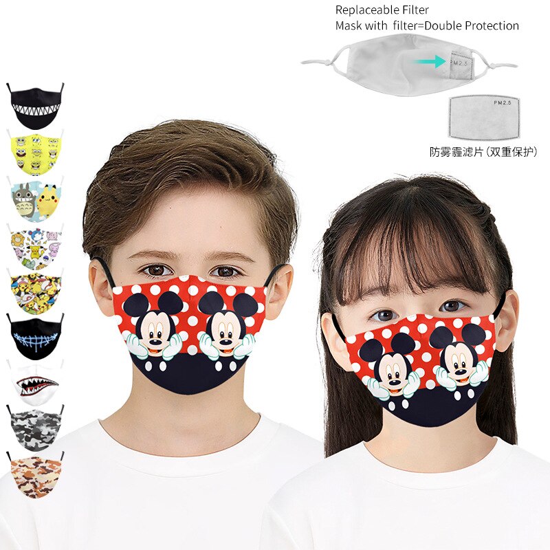 Disney Mickey Mouse Mask Children Adult Face Mouth Mask Washable Dust Mask Pm 2.5 Filter Mask Cartoon Cotton Mask