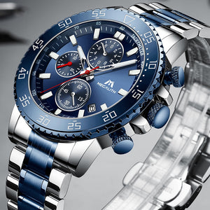 MEGALITH Watches Mens Waterproof Analogue Clock Stainless Steel Waterproof Luminous Watch Men Sports Relogio Masculino With Box
