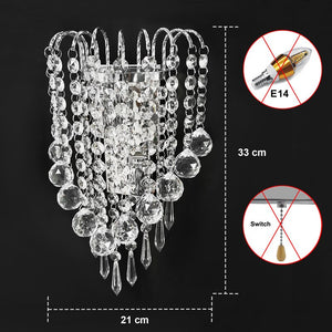 luces led E14 Modern Crystal Mirror Stainless Steel Wall Lights Lamps Sconce Fixtures Lights for Hallway Bedside Living Room