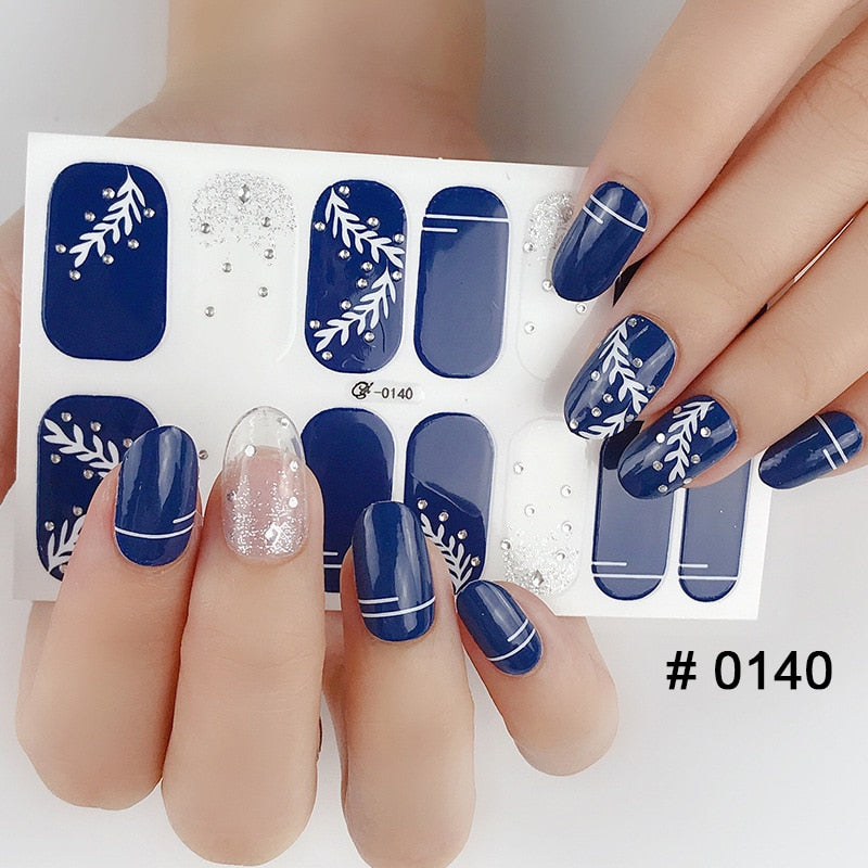 Fashion 31 Designs 3D Full Cover Nail Sticker Waterproof Self-adhesive Nail Art Manicure DIY Decoration Glitter Nail Wraps 2019