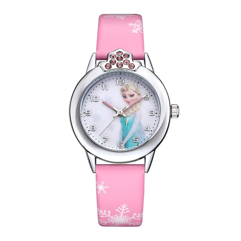 Disney Frozen 2 Princess Pattern Children toy Luminous watch Crystal Cartoon Leather Quartz Wristwatch for Girls Kids Toy Gift