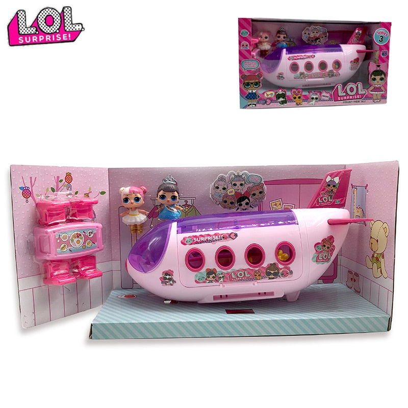 LOL Surprise Original House Dolls Airplane Toys Anime Figures Plane Model Collection DIY toy girl Birthday Gifts