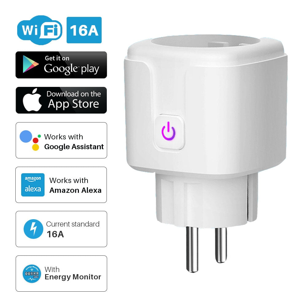 Smart Plug WiFi Socket EU 16A Power Monitor Timing Function Tuya SmartLife APP Control Works With Alexa Google Assistant