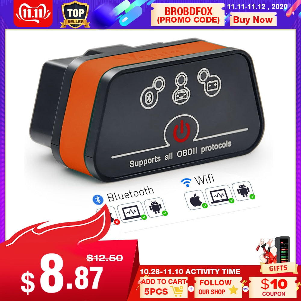 Vgate iCar2 ELM327 obd2 Bluetooth elm 327 V2.1 obd 2 wifi icar 2 Automotive diagnostic scanner for android/PC/IOS code reader