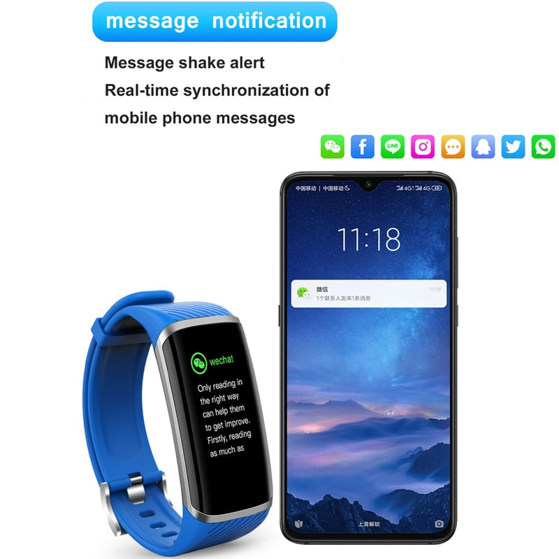 Smart Fitness Bracelet Heart Rate Blood Pressure Fitness Tracker Customize Wallpaper Smart Band Watch Men Women For Android IOS