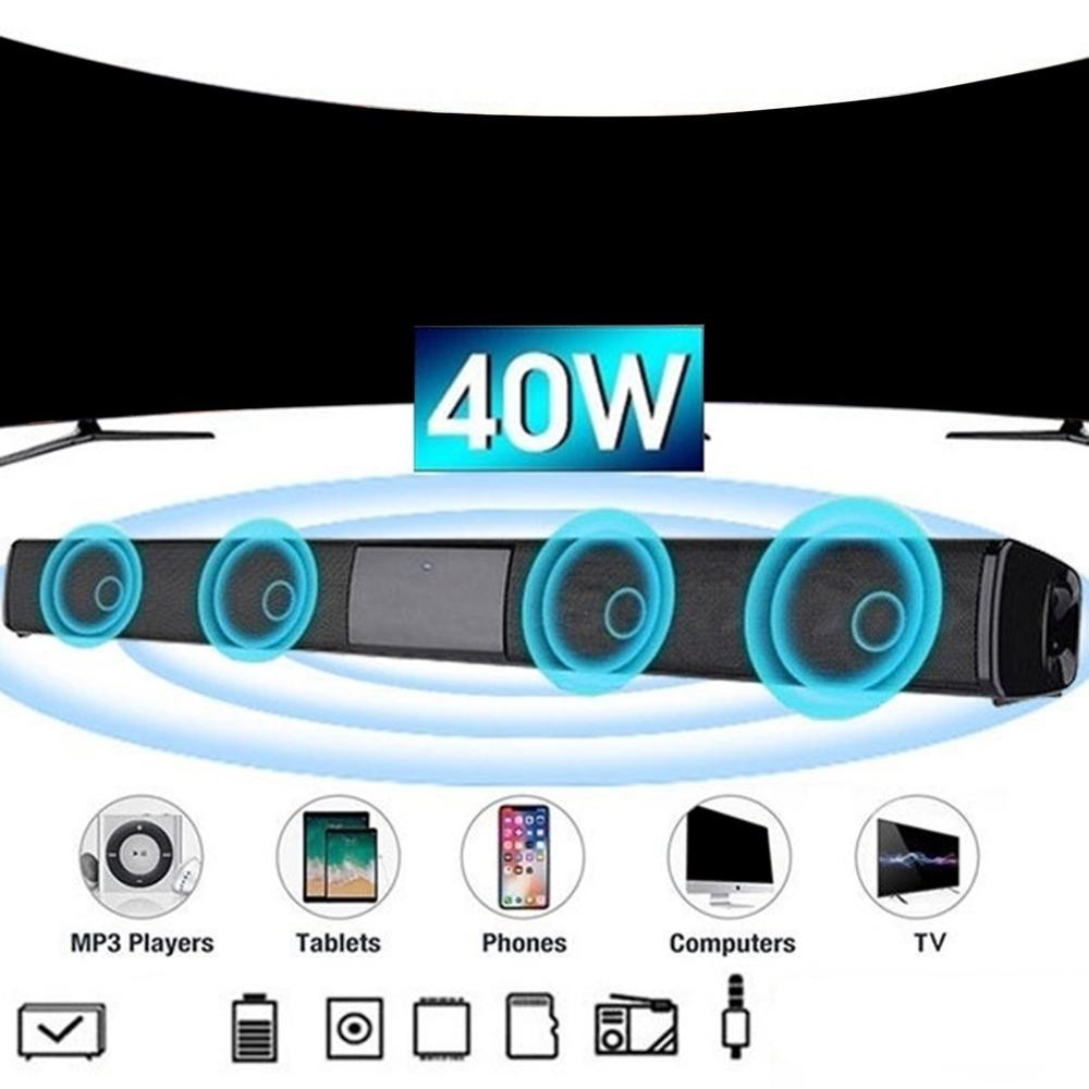 Sound Bar Speaker Bluetooth 3.0 Wireless Music Speaker EDR Home Theater Audio With Aux TF Card Microphone Stereo Speaker