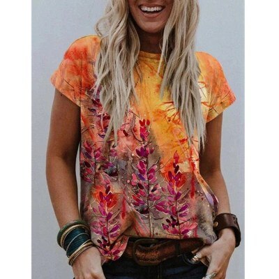 2021 New Fashion Pullovers Blouse Shirt Print Women's Tops O-neck Loose Casual Summer New Female Plus Size 5XL