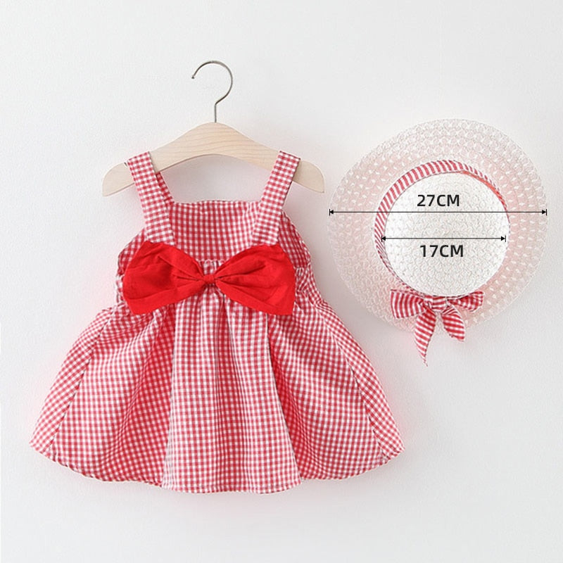 Melario Baby Girls Dresses With Hat 2pcs Clothes Sets Kids Clothes Baby Sleeveless Birthday Party Princess Dress Print Floral