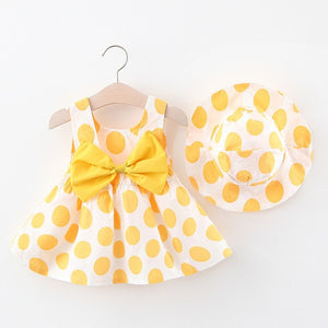 Melario Baby Girls Dresses With Hat 2pcs Clothes Sets Kids Clothes Baby Sleeveless Birthday Party Princess Dress Print Floral