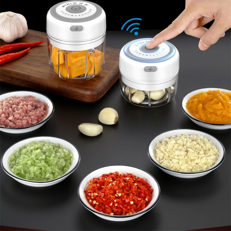 New USB Charge Wireless Electric Meat 3Level Grinder Food Chopper Mini Stainless Electric Kitchen Chopper Meat Grinder Shredder