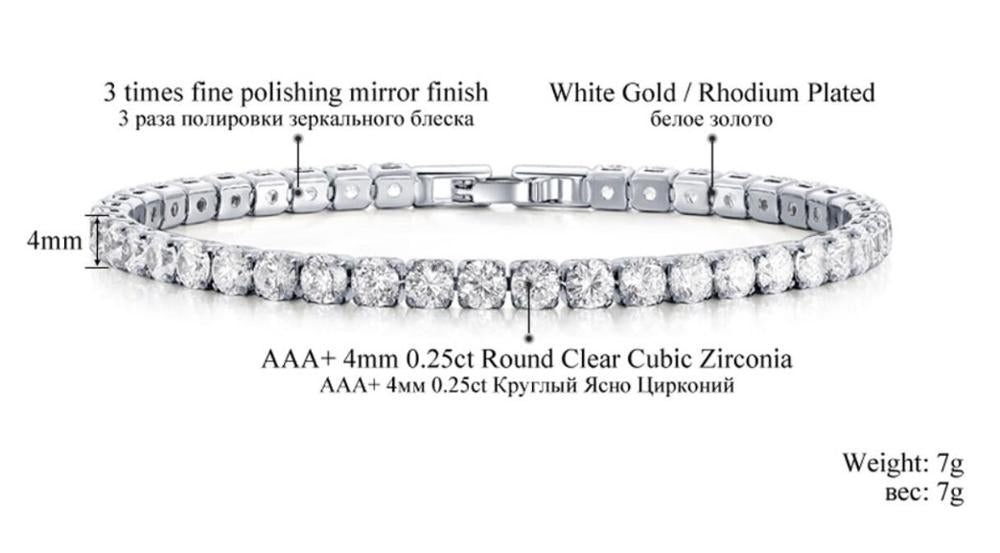 solid 925 sterling silver 4mm 17cm 19CM CZ tennis bracelet bangle for women wedding fashion jewelry wholesale party gift S4777