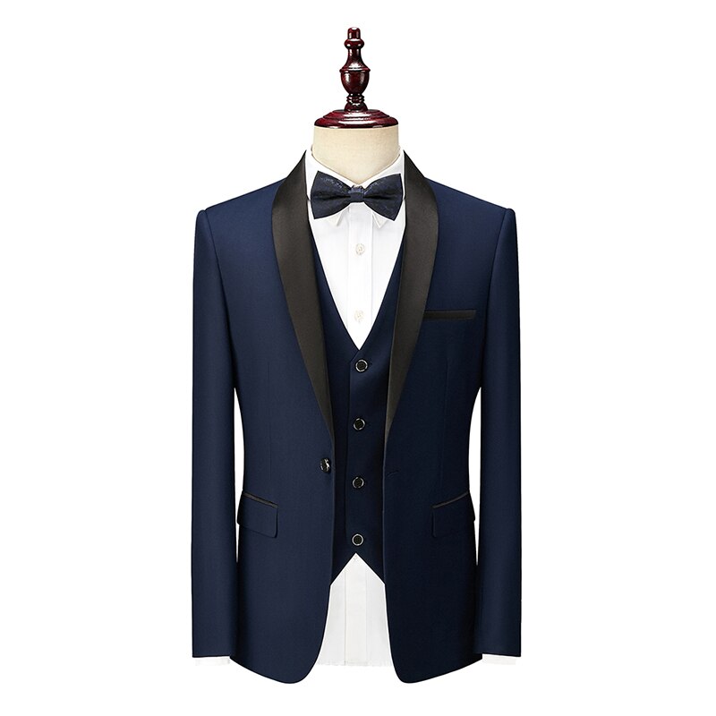 Shenrun Men Suit Tuxedo Groom Wedding Tuxedos Prom Ball Banquet Formal Suits Marriage Evening Dinner Three Pieces Shawl Lapel