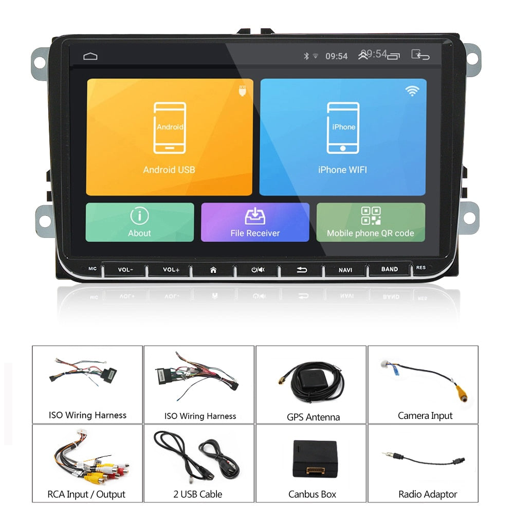 Podofo Android 8.1 Car Radio Stereo 9'' Multimedia Player Autoradio Mirror Link for VW Passat Golf MK5 MK6 Jetta Touran Seat