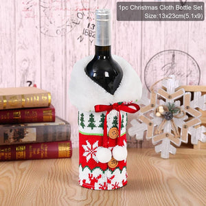 Christmas Wine Bottle Cover Merry Christmas Decor For Home 2020 Natal Noel Christmas Table Decor Xmas Gift Happy New Year 2021