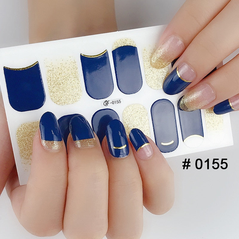 Fashion 31 Designs 3D Full Cover Nail Sticker Waterproof Self-adhesive Nail Art Manicure DIY Decoration Glitter Nail Wraps 2019