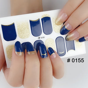 Fashion 31 Designs 3D Full Cover Nail Sticker Waterproof Self-adhesive Nail Art Manicure DIY Decoration Glitter Nail Wraps 2019