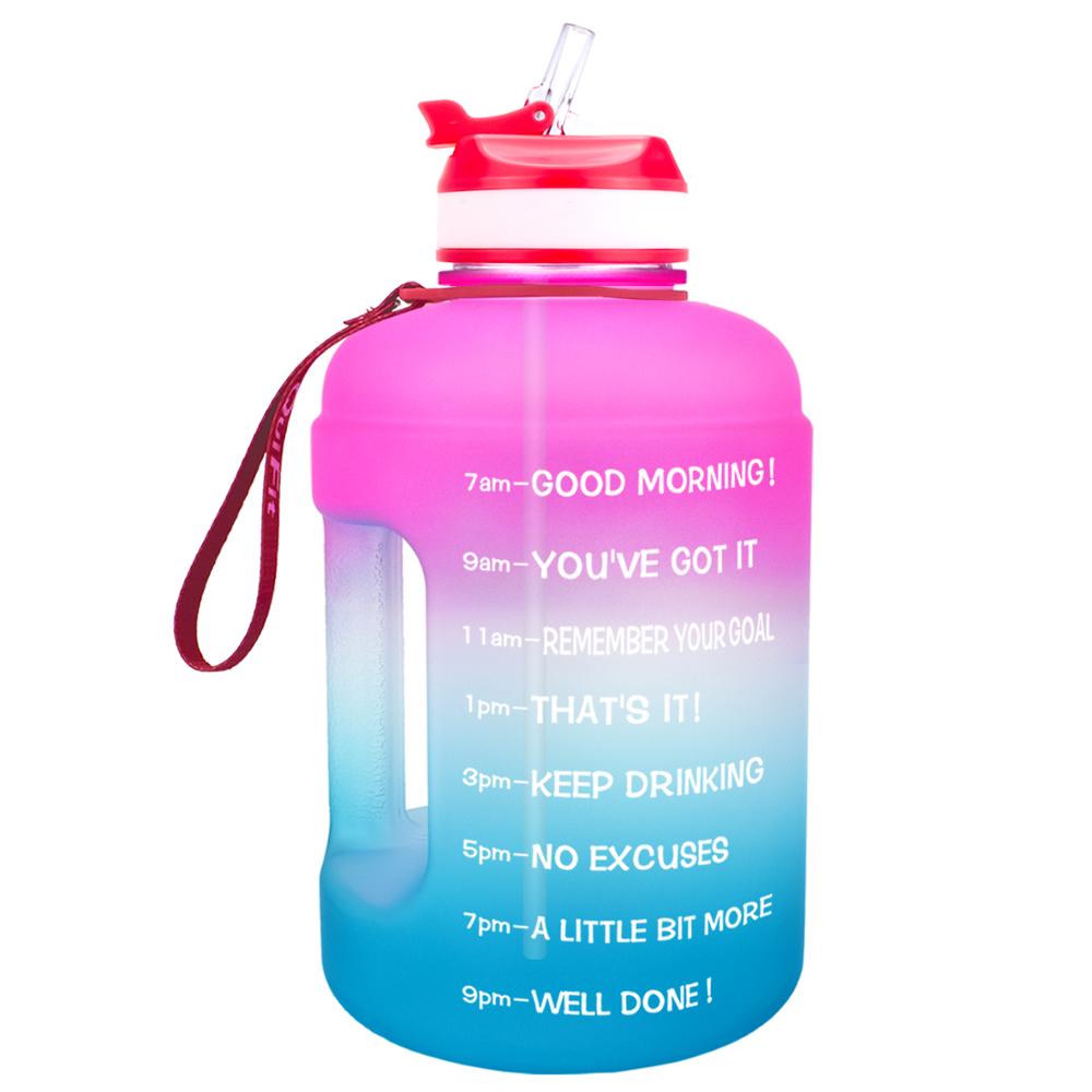 QuiFit 3.78L 2.2L 1.3L 128oz Gallon Water Bottle with Straw Clear Plastic Drinking Bottles GYM Tool Jug BPA Free Sports Cup
