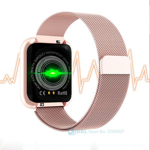 Fashion Stainless Steel Smart Watch Women Men Electronics Sport Wrist Watch For Android IOS Square Smartwatch Smart Clock Hours