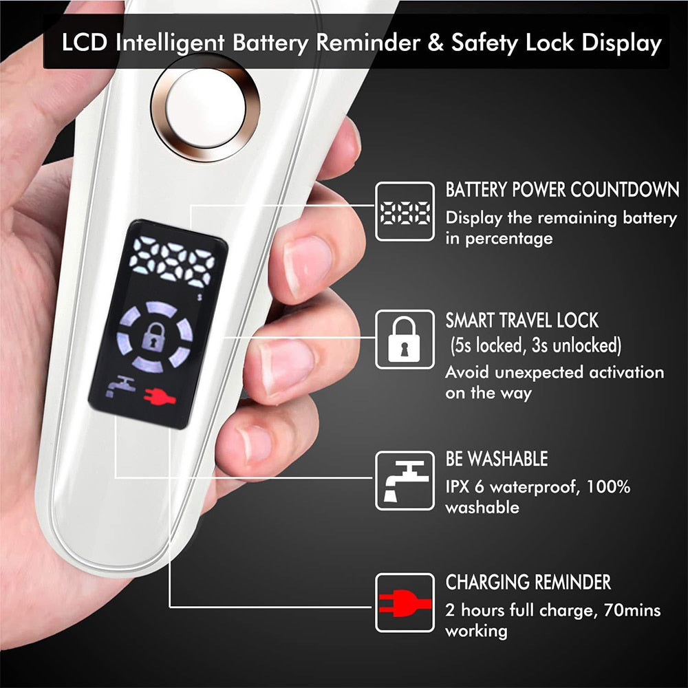 Electric Razor Painless Lady Shaver For Women Bikini Trimmer For Whole Body Waterproof USB Charging LCD Display Wet & Dry Using