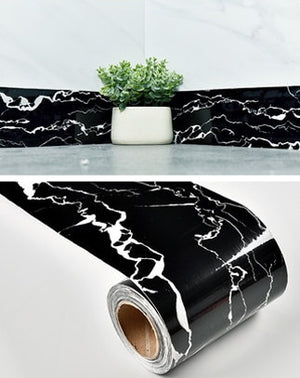 Marble Style Self-Adhesive Floor Stickers for Bathroom Skirting Corner Decals Waterproof Tiles Waistline Wallpaper Home Decor