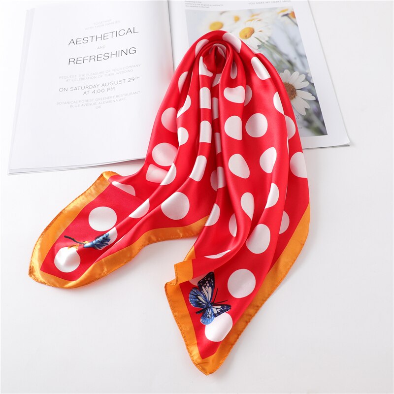 Women Square Silk Scarf Chiffon Satin Lady Hair Neck Foulard  Scarves Shawl Wrap Female Bandana Head Kerchief Hijab Headband