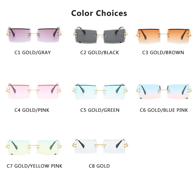 2020 Retro Sunglasses Women Brand Designer Fashion Rimless Gradient Sun Glasses Shades Cutting Lens Ladies Frameless Eyeglasses