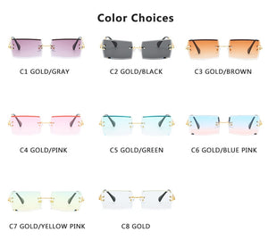 2020 Retro Sunglasses Women Brand Designer Fashion Rimless Gradient Sun Glasses Shades Cutting Lens Ladies Frameless Eyeglasses