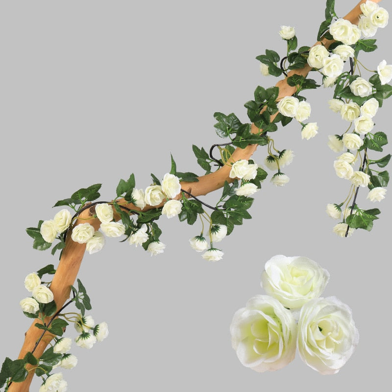 Artificial Flowers Rose 230cm length 16 to 69 flower Flowers for A Wedding Arch Flowers Garland Romantic Rose In Glass Dome