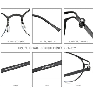 FONEX Alloy Glasses Frame Women 2020 New Vintage Round Myopia Optical Frames Prescription Eyeglasses Men Screwless Eyewear 996