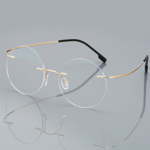 Anti-Blue Rimless Reading Glasses Men Women Round Frameless Magnifying Eyeglasses Prescription Myopia Presbyopia Glass+1.50+2.00