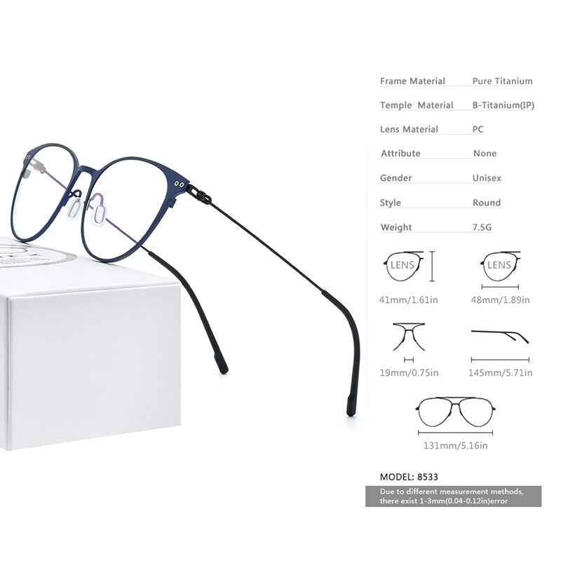 FONEX Pure Titanium Glasses Frame Women Vintage Round Myopia Optical Prescription Eyeglass Frame Men 2020 Screwless Eyewear 8533