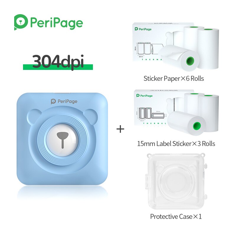 PeriPage Portable Thermal Bluetooth Printer 304dpi Thermal Picture Photo label Mini Printer for Android IOS Mobile Phone