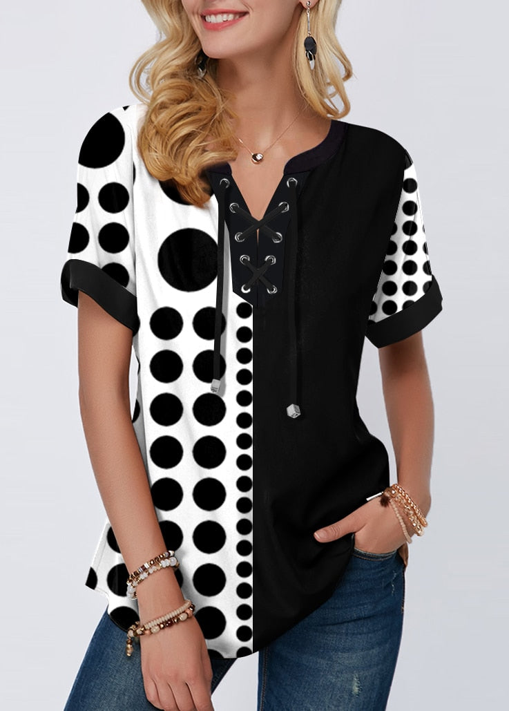 Plus Size 4xl 5x Pullovers Blouse shirt Boho Print Lace Splice Women's Tops V-neck Loose 2020 Casual Summer New Female Tee Shirt