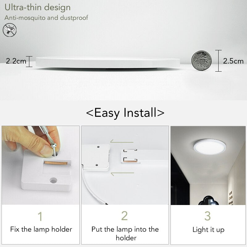 Living Room lights LED Ceiling Lamp Ultra-thin Cold White18W 24W 36W 48W lighting fixture Ceiling Lights for Bedroom and kitchen