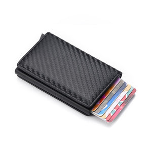 DIENQI Carbon Fiber Card Holder Wallets Men Brand Rfid Black Magic Trifold Leather Slim Mini Wallet Small Money Bag Male Purses