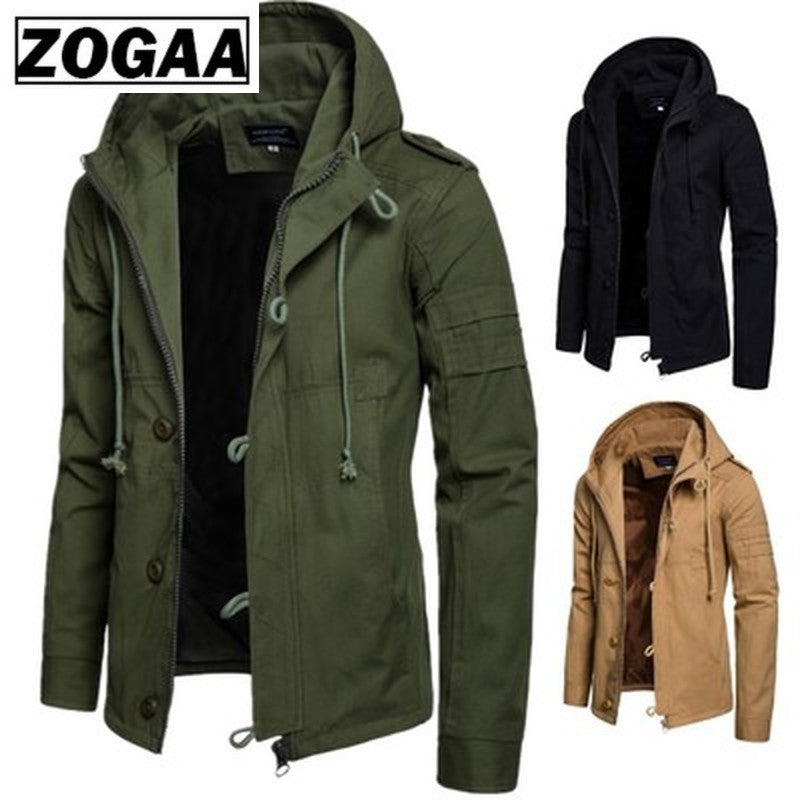 Zogaa 2020 Brand Slim Men Jacket Army Green Military Wide-waisted Coat Casual Cotton Hooded Windbreaker Jackets Overcoat Male