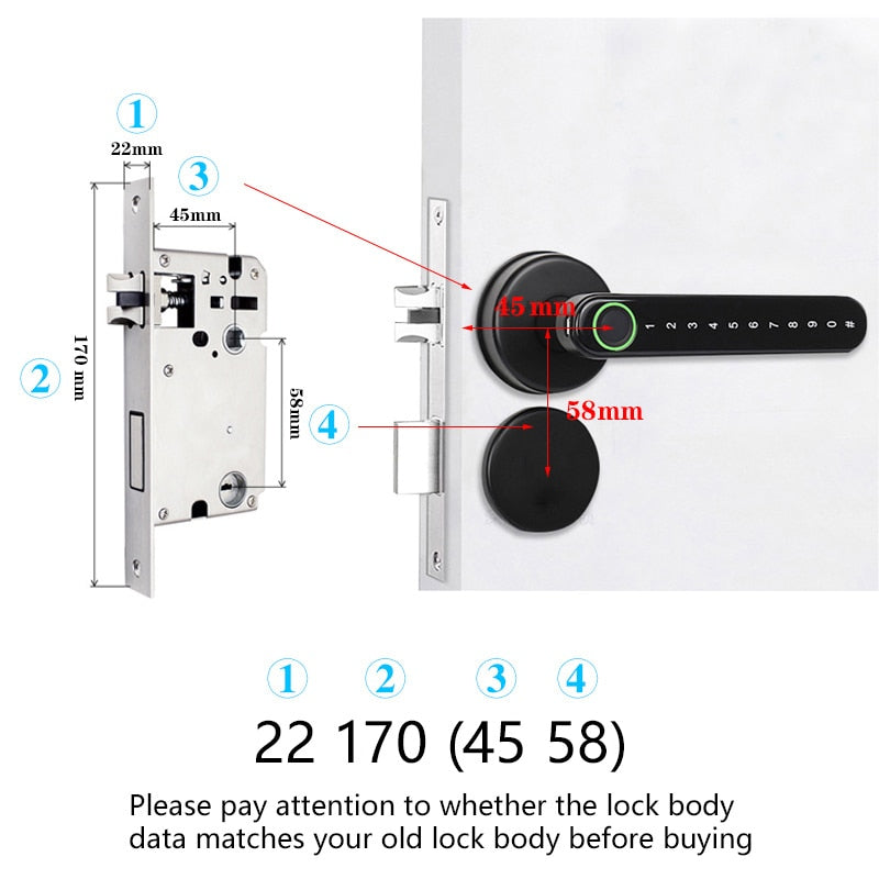 HAISUNY Tuya APP Bluetooth WiFi Indoor Smart Door Lock Biometric Fingerprint Lock Password Key Unlock Electronic Digital Lock