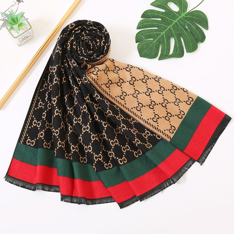 Winter Shawls Thick Warm Lady Scarves Pashmina Wraps Print Female Stoles