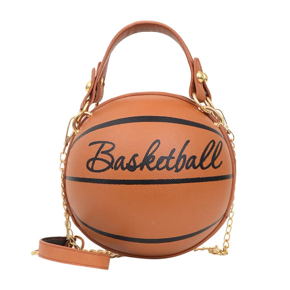 Fashion Basketball Round Shaped Shoulder Bags for Women Acrylic Chain Casual Small Totes PU Leather Messenger Crossbody Handbags