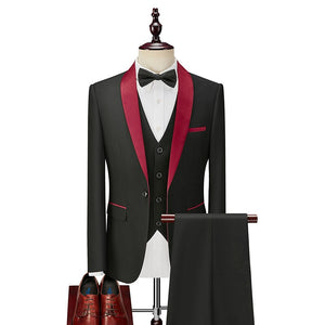 Shenrun Men Suit Tuxedo Groom Wedding Tuxedos Prom Ball Banquet Formal Suits Marriage Evening Dinner Three Pieces Shawl Lapel